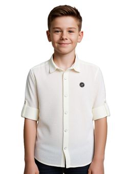 CHARCHIT - Cream Boys Full Sleeves Solid Shirt