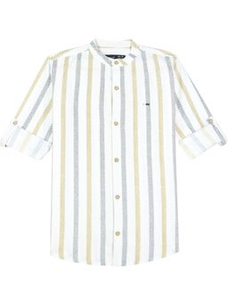 CAVIO - White Boys Full Sleeves Striped Shirt