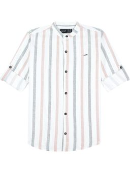 CAVIO - White Boys Full Sleeves Striped Shirt