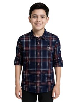 CAVIO - Maroon Boys Full Sleeves Checked Shirt