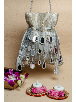 Nayaab by Sonia - Aaina Aynali Silver Potli