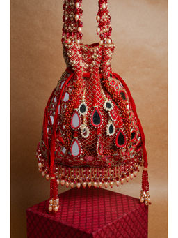 Nayaab by Sonia - Aaina Jaal Jhaalar Garnet Red Potli