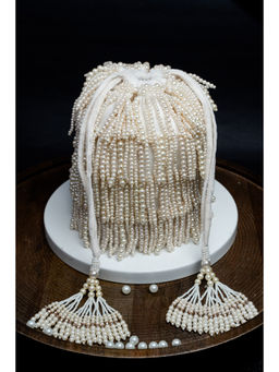 Nayaab by Sonia - Gilt Raindrops White Bucket Bag