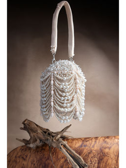 Nayaab by Sonia - Oyster Overload Off White Bucket Bag