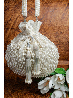 Nayaab by Sonia - Pearl Treasure White Potli