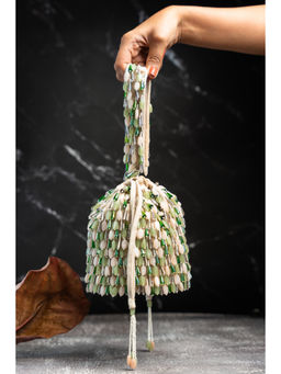 Nayaab by Sonia - Serenity Gilt Drops Off White Bucket Bag