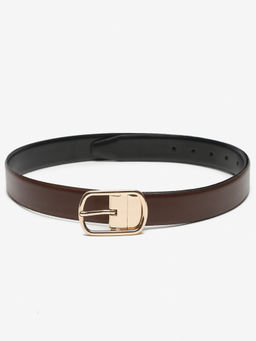 Teakwood - Men Brown & Black Textured Genuine Leather Reversible Belt