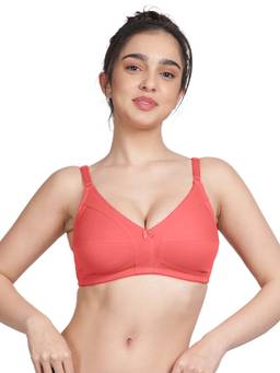 Shyaway - By Susie Dubarry Non Padded Wire Free Seamed Cotton Orange Bra