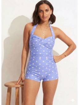 BOLD CURVE - Women Purple Floral High Waist Tummy Control Swimsuit