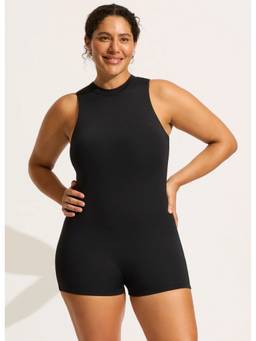 BOLD CURVE - Womens Tummy Control High-Waisted One-Piece Swimsuit