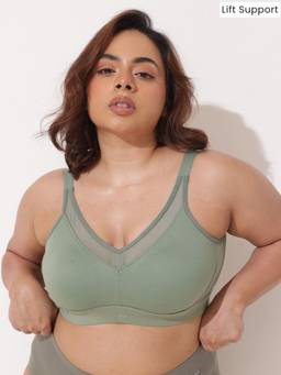 Zelena - Micro Modal Moulded Cups, Full Figure Support Anti-Sag Bra - Sage Green