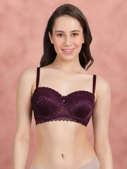 Shyaway - By Susie Grape Purple Padded Wired Seamed Half Coverage Cotton Bra