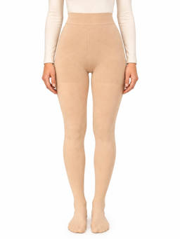 Curvy Love - Womens Beige Nylon Full Length Closed Toe Stretchable Stockings