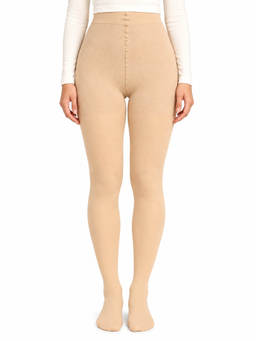Curvy Love - Womens Beige Nylon Full Length Closed Toe Stretchable Stockings
