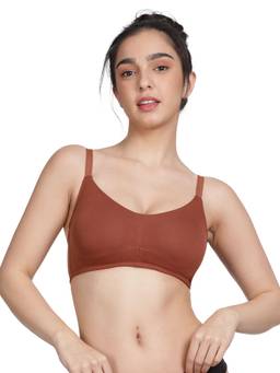 Shyaway - By Susie Rustic Brown Non Padded Wire Free Seamless 3/4 Coverage Cotton Bra