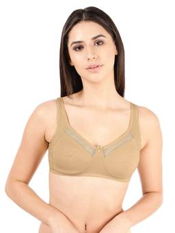 Shyaway - By Susie Almond Buff Beige Non-Padded Wire Free Seamed Cotton Bra