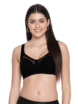 Shyaway - By Susie Black Beauty Non-Padded Wire Free Seamed 3/4Th Coverage Cotton Bra