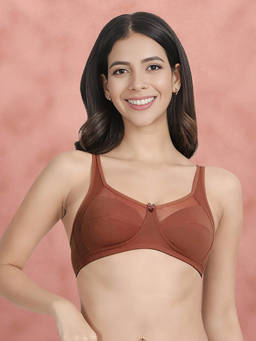 Shyaway - By Susie Rustic Brown Non-Padded Wire Free Seamed 3/4Th Coverage Cotton Bra