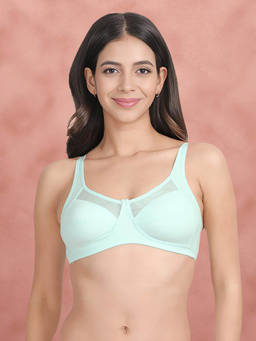 Shyaway - By Susie Sky Light Blue Non-Padded Wire Free Seamed Cotton Bra