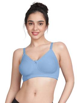 Shyaway - By Susie Angel Falls Non-Padded Wire Free Seamless Full Coverage Cotton Blue Bra