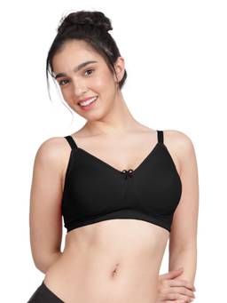 Shyaway - By Susie Black Beauty Non-Padded Wire Free Seamless Full Coverage Cotton Bra