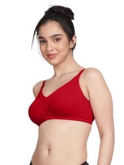 Shyaway - By Susie Fiery Red Non-Padded Wire Free Seamless Full Coverage Cotton Bra
