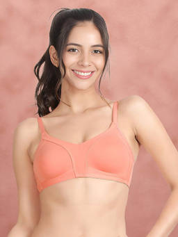 Shyaway - By Susie Lobster Bisque Pink Non-Padded Wire Free Seamless Full Coverage Cotton Bra