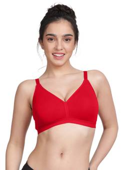 Shyaway - By Susie Fiery Red Non-Padded Wire Free Seamless 3/4Th Coverage Cotton Bra