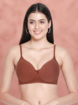 Shyaway - By Susie Rustic Brown Padded Wire Free Seamless 3/4Th Coverage Cotton Bra