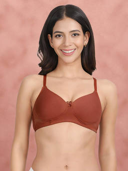 Shyaway - By Susie Rustic Brown Padded Wire Free Seamless 3/4Th Coverage Cotton Bra