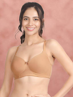 Shyaway - By Susie Beige Padded Wire Free Seamless Cotton Bra