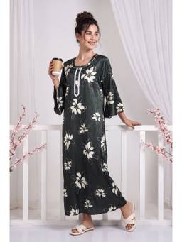 JULIANA DREAM - Women satin Bell Sleeves Green Nighty