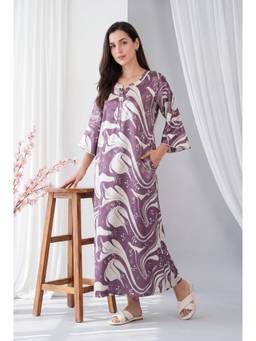 JULIANA DREAM - Women satin Bell Sleeves Purple Nighty
