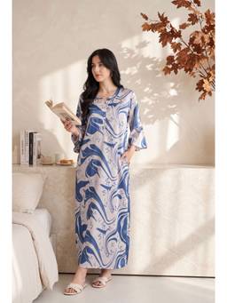 JULIANA DREAM - Women satin Bell Sleeves Blue Nighty
