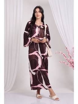 JULIANA DREAM - Women satin Bell Sleeves Brown Nighty