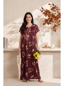JULIANA DREAM - Women satin Red nighty with short sleeves