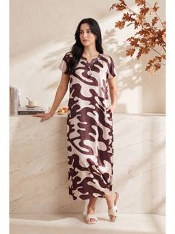 JULIANA DREAM - Women satin Off White nighty with short sleeves
