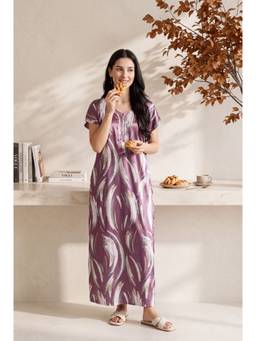 JULIANA DREAM - Women satin Pink nighty with short sleeves