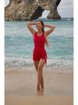 Keepfit - Women Sleeveless red Swimwear