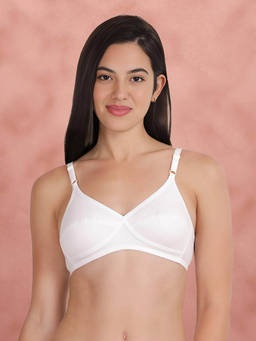 Shyaway - By Susie White Non-Padded Wire Free Seamed 3/4Th Coverage Cotton Bra