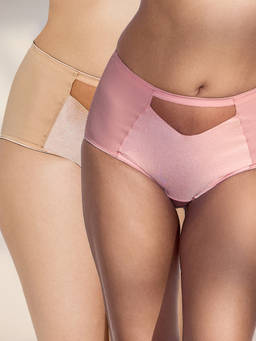MAROON - Find My Skin Tone High Rise Briefs Full Coverage Multi-Color Hipsters Panty (Pack of 2)