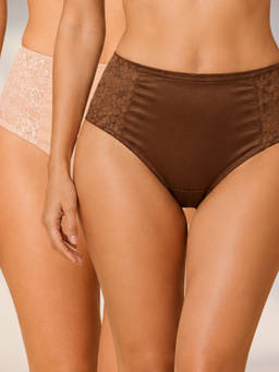 MAROON - Find My Skin Tone Nylon Spandex High Rise Multi-Color Briefs Hipsters (Pack of 2)