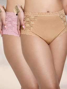 MAROON - Find My Skin Tone High Rise Briefs Full Coverage Multi-Color Hipsters Panty (Pack of 2)