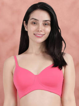 Shyaway - By Susie Pink Lemonade Padded Wire Free Seamless 3/4Th Coverage Cotton Bra