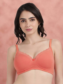 Shyaway - By Susie Crab Orange Padded Wire Free Seamed Cotton Bra