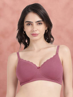 Shyaway - By Susie Mellow Mauve Padded Wire Free Seamed Cotton Bra