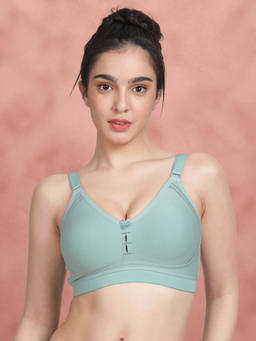 Shyaway - by Susie Bay Green Non-Padded Wire free Seamless Full Coverage Cotton Bra