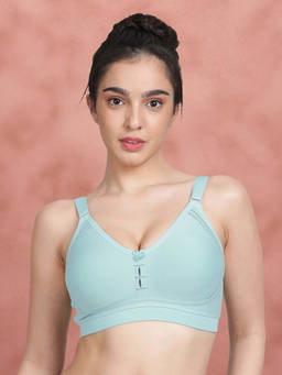 Shyaway - by Susie Salt Blue Non-Padded Wire free Seamless Full Coverage Cotton Bra