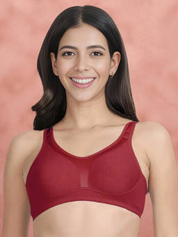 Shyaway - by Susie Earth Red Non-Padded Wire free Seamless Full Coverage Cotton Bra