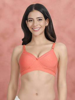 Shyaway - by Susie Shell Pink Padded Wire free Seamed Full Coverage Cotton Bra